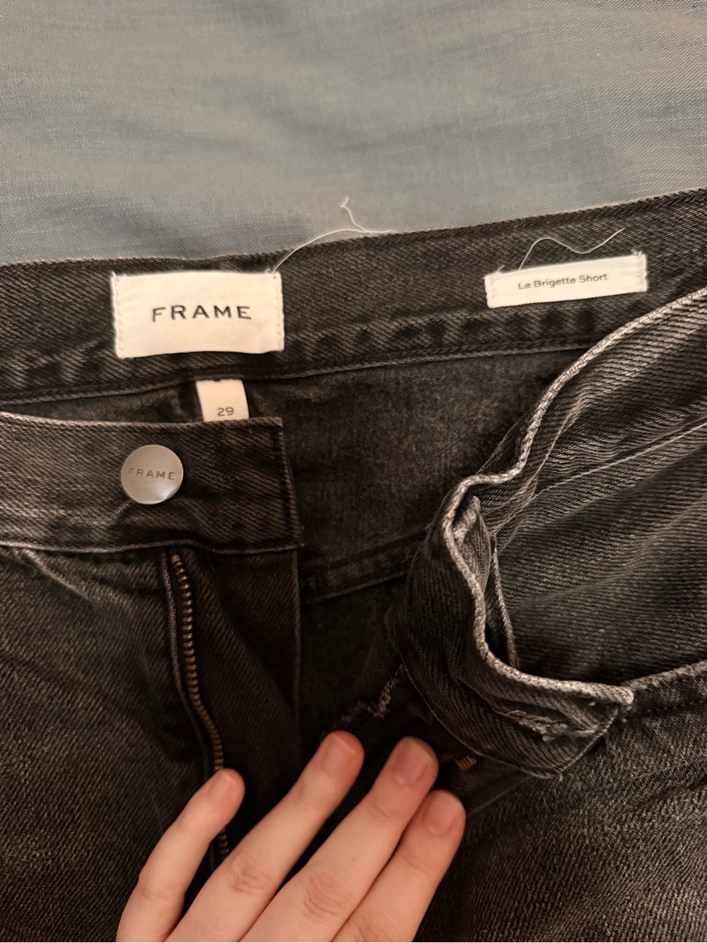 Frame Denim Washed Black Distressed Jean Shorts - Picture 2 of 3